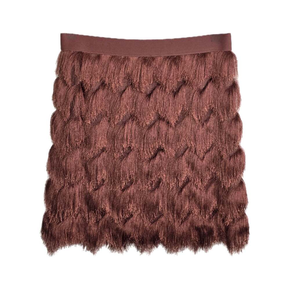 Shyanne Women's Brown Western Tiered Fringe Mini Skirt Mize M